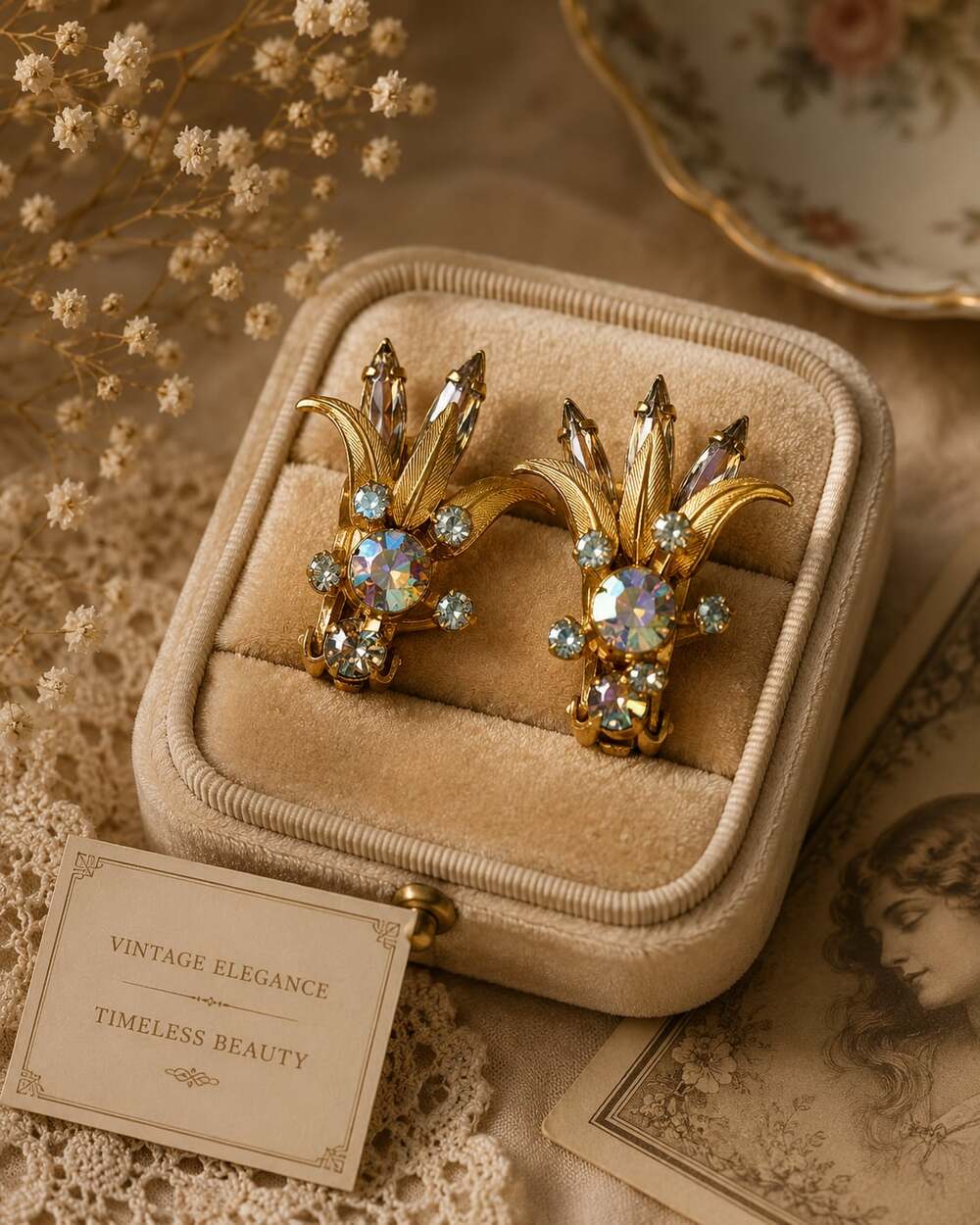 Vintage Juliana D&E Goldtone Floral Clip-On Earrings